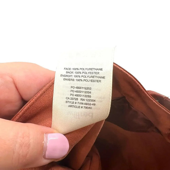 Aritzia Wilfred Shirley Pant Vegan Patent Leather Rust Brown Size 4 - Picture 13 of 13